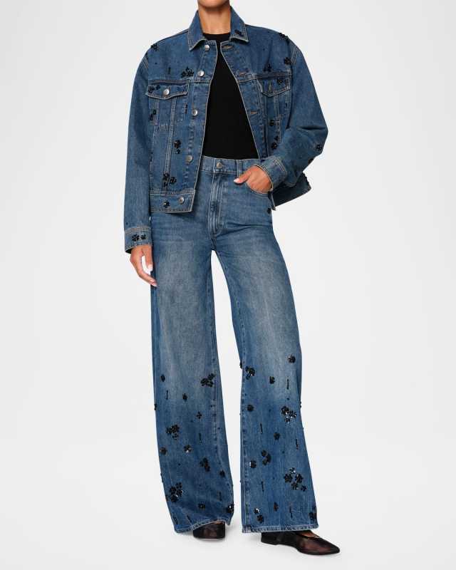 Hepburn Wide-Leg High-Rise Embellished Jeans